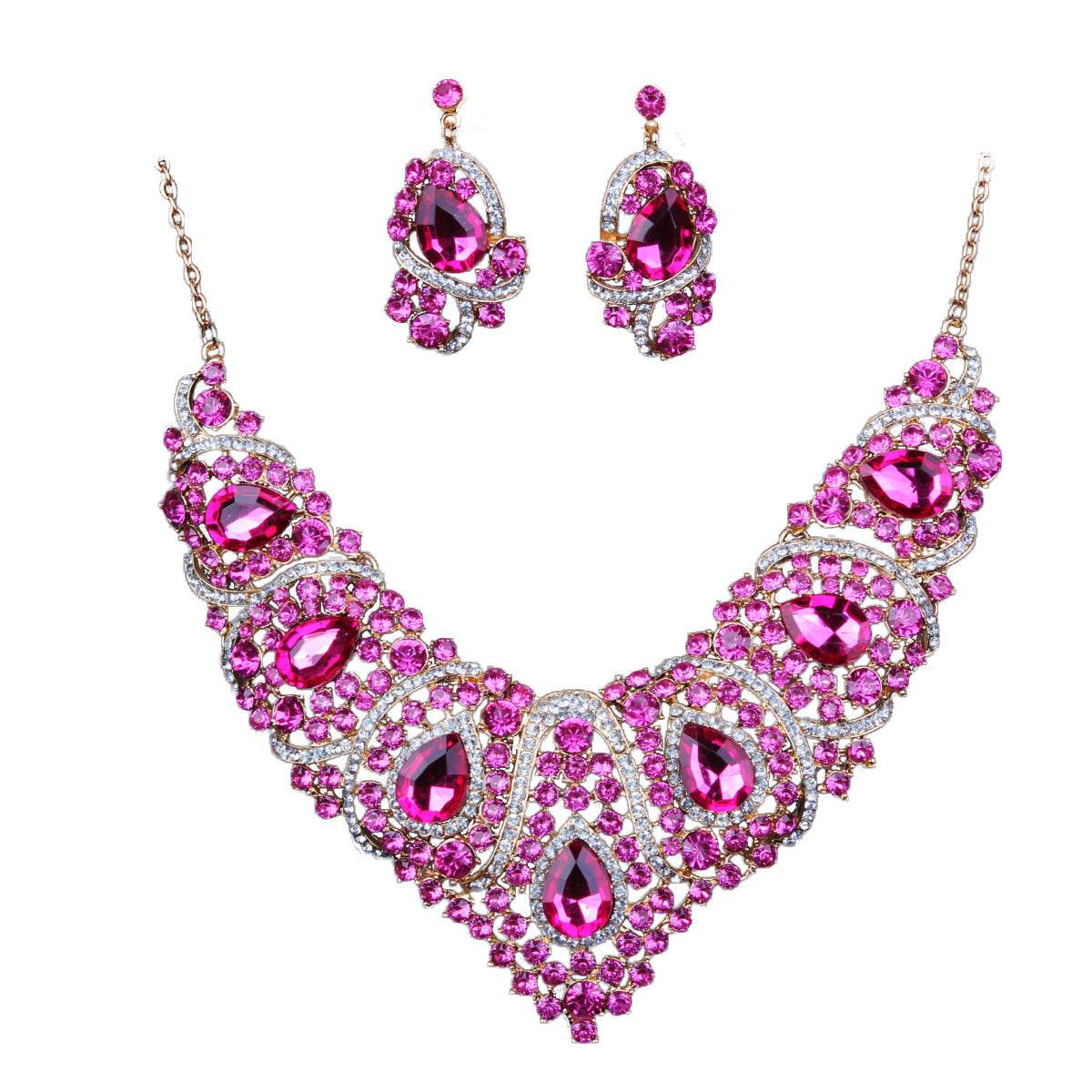 Colorful Bridal Necklace & Earring Set - Geometric Gemstone Jewelry 2025 - Buy Center
