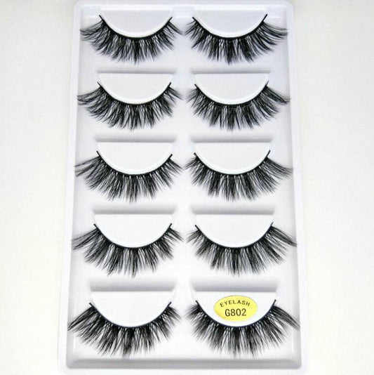 Luxurious 3D Mink Hair False Eyelashes - 5 Pairs for Stunning Volume - Buy Center