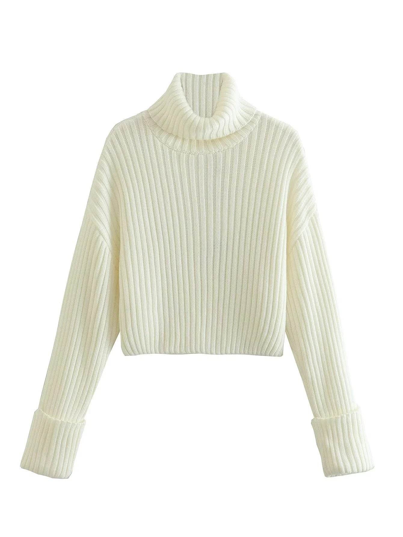 Buycenter Women's Turtleneck Sweater - Striped Loose Pullover Style - Buy Center