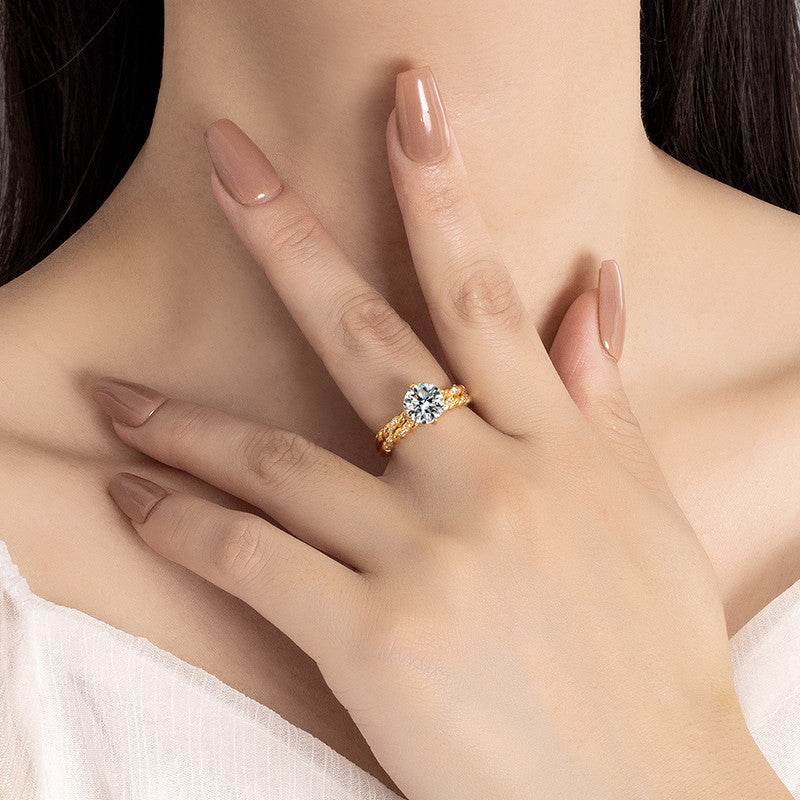 Elegant Gold Crown Zircon Ring - 2 Karat Sparkle for Women - Buy Center