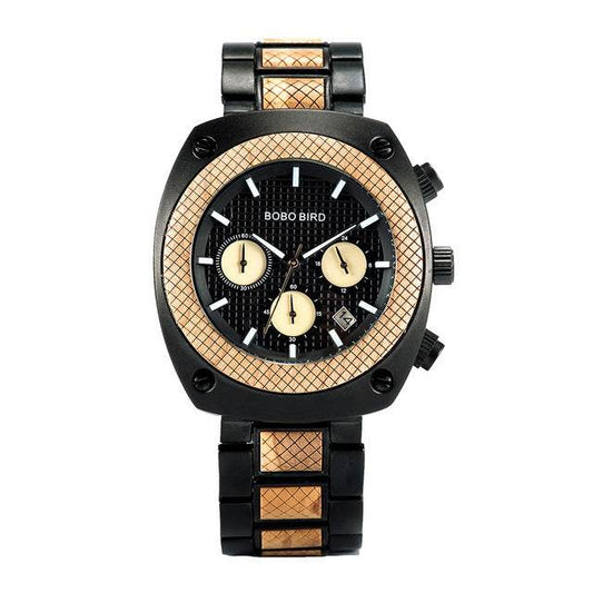 Three Eye Wooden Quartz Sports Watch - Stylish & Durable Men's Timepiece - Buy Center