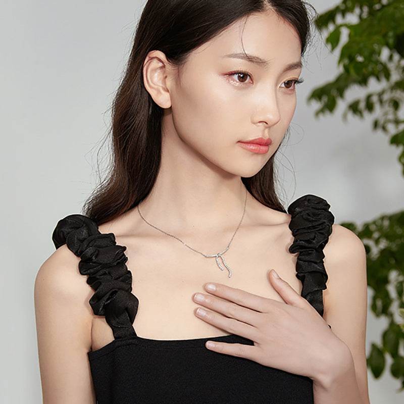 Buycenter Women's Bow Necklace - Elegant White Gold Plated Design - Buy Center