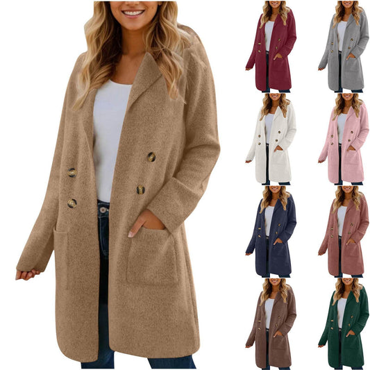 Buycenter Women's Mid-Length Woolen Coat Jacket - All-Match Fashionable Style - Buy Center
