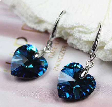 Love Earrings in 925 Silver - Elegant Blue & White for Women - Buy Center