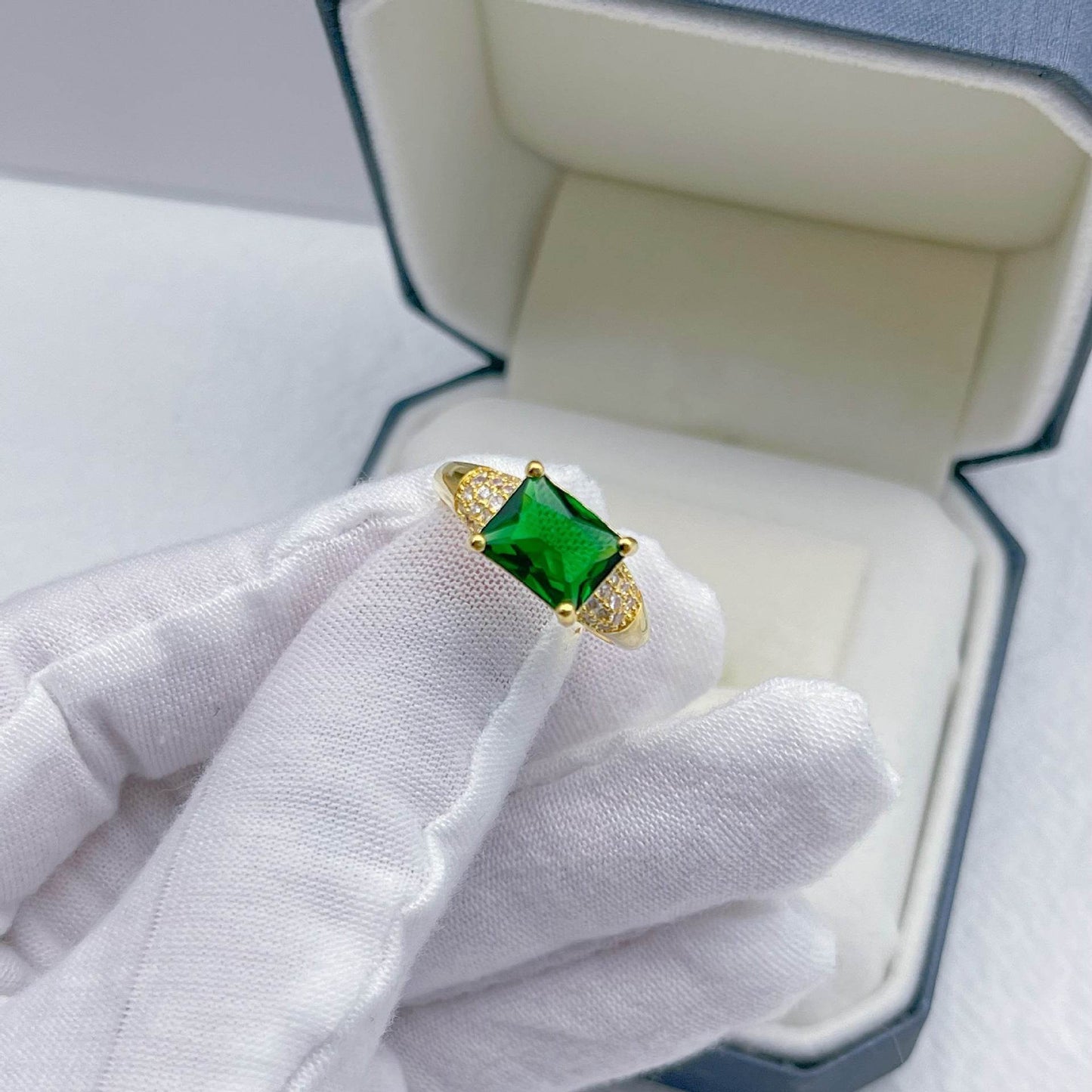 Buy Center 18K Gold Plated Emerald Ring for Women - Elegant Geometric Design - Buy Center