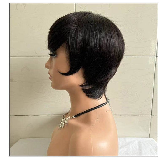 Short Straight Wig for Women - 100% Real Human Hair, Stylish Design - Buy Center