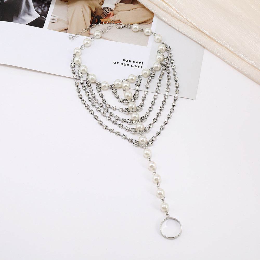 Luxurious Beach Foot Ornaments - Diamond Claw & Pearl Tassel Jewelry - Buy Center