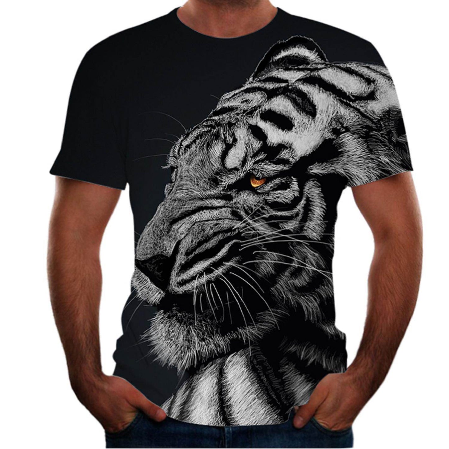 Trendy 3D Animal Print T-Shirt for Men - Short Sleeve, Round Neck Style - Buy Center