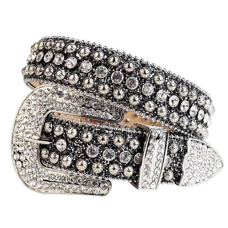 Women's Rhinestone Alloy Pin Buckle Belt - Trendy Rivet Design for Any Outfit - Buy Center