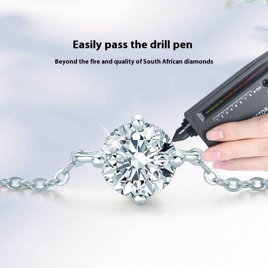 Buy Center Classic Moissanite Bracelet - Elegant 925 Silver Four-Claw Design - Buy Center