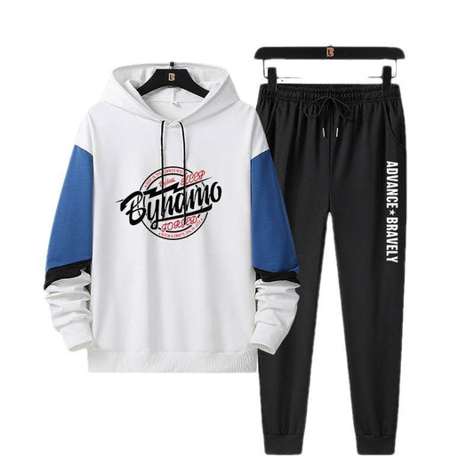 Men's Paneled Hooded Cotton Pajama Set - Cozy Sweatshirt & Trousers - Buy Center