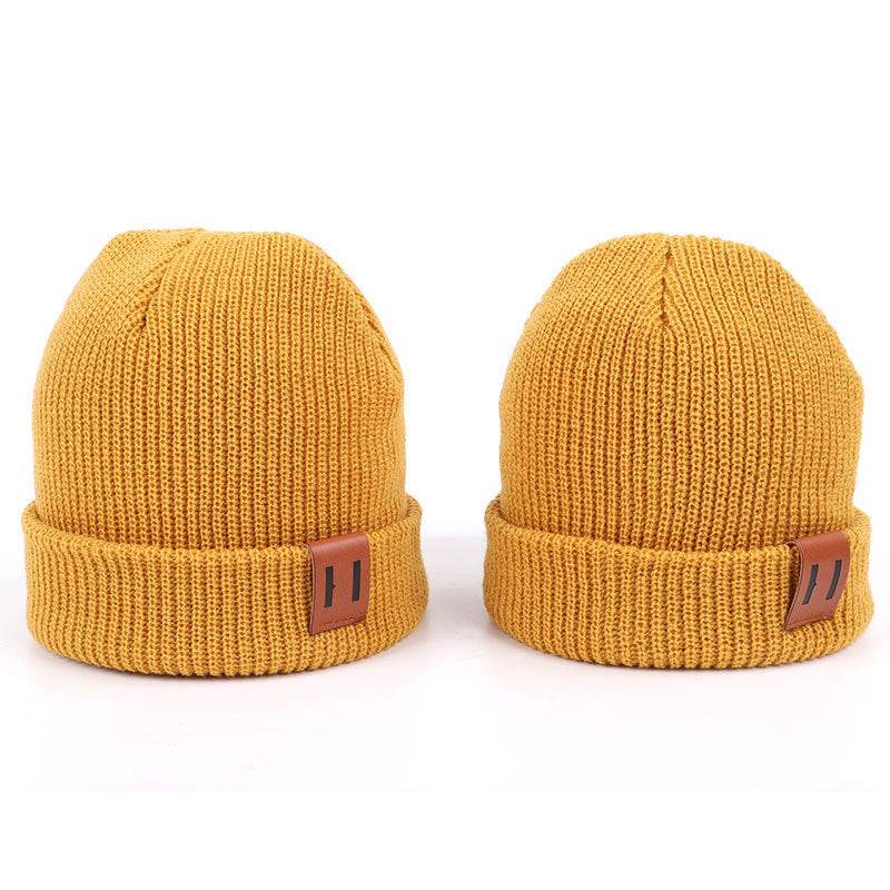 Casual Leather Knitted Baby Cap - Stylish Thermal Beanie for All Ages - Buy Center