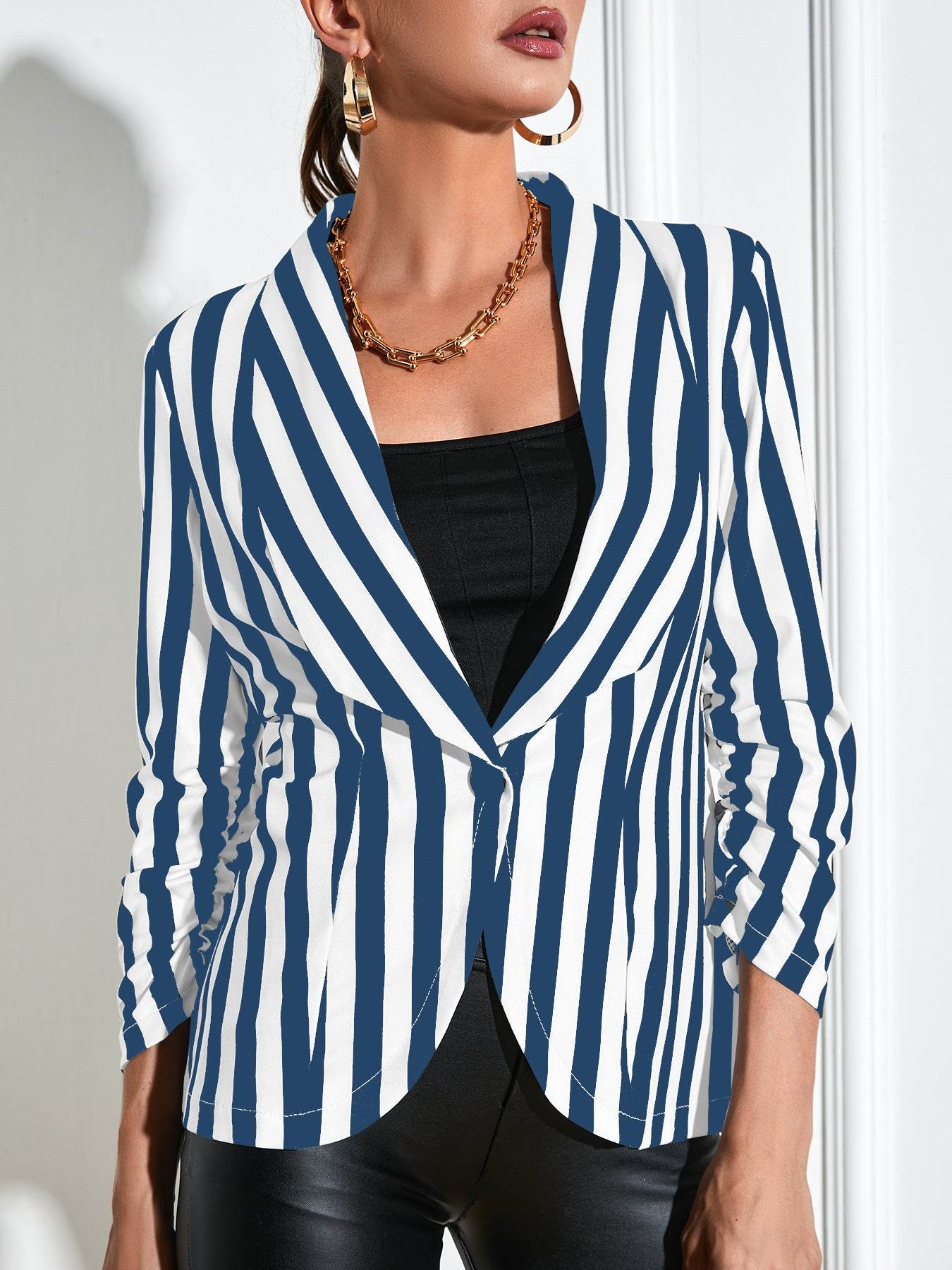 Buycenter Cropped Casual Jacket - Slim Fit 3/4 Sleeve Fashion - Buy Center