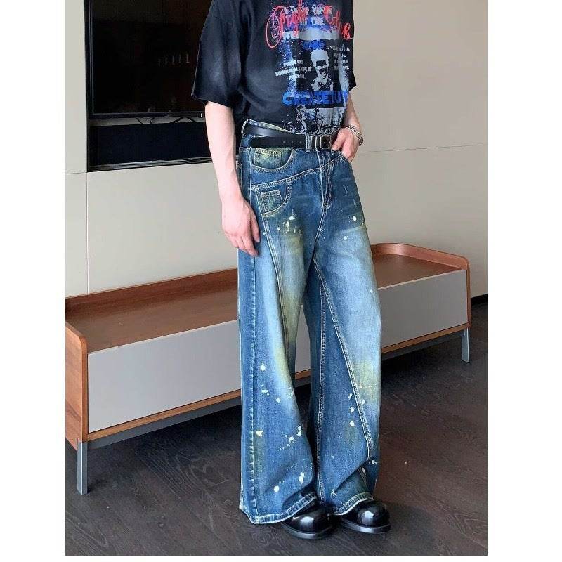 Retro Deconstruction Stitching Jeans - Stylish Mid Waist Pants for All - Buy Center