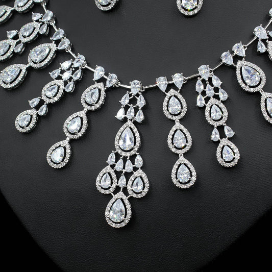 Buy Center Women's Zircon Necklace & Earrings Set - Elegant Water Drop Design - Buy Center