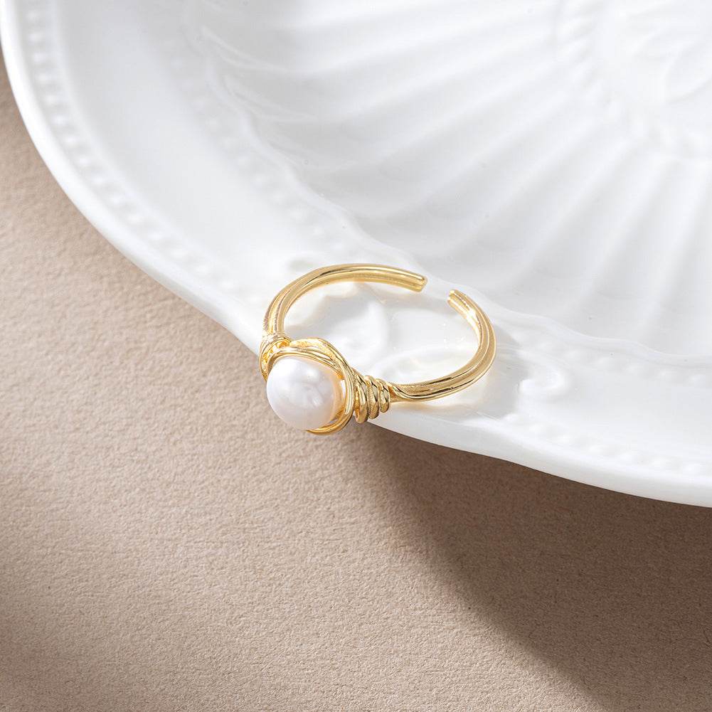 Elegant 925 Silver Baroque Freshwater Pearl Ring - Modern Stylish Design - Buy Center