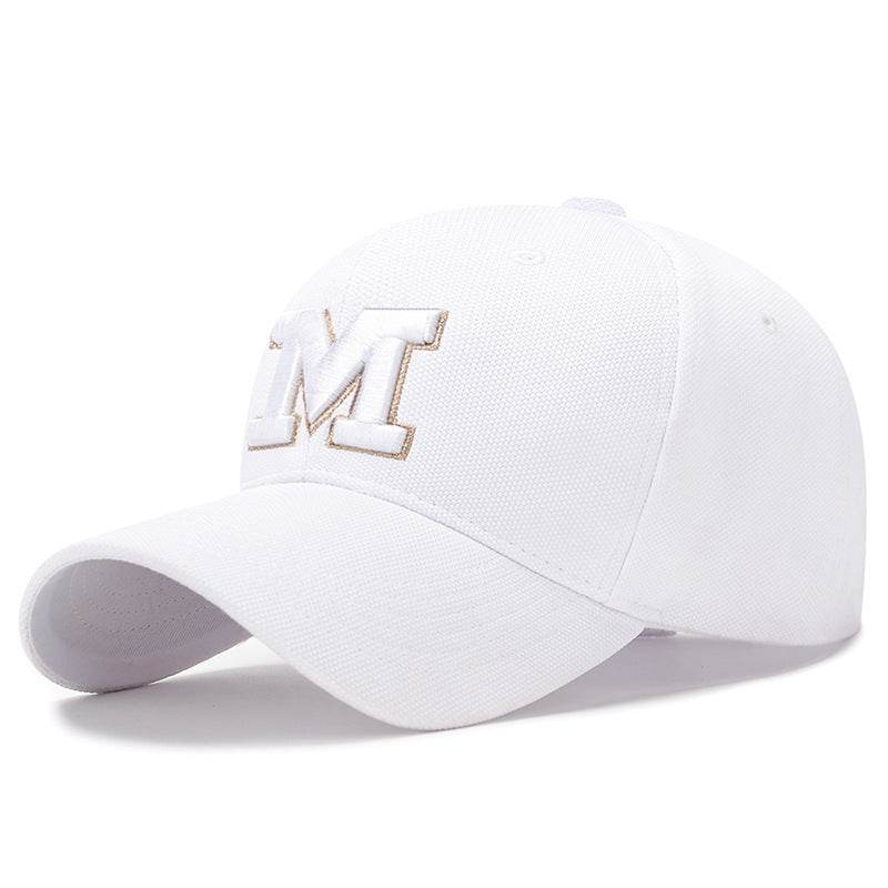 Four Seasons M Letter Embroidered Cap - Adjustable & Breathable Design - Buy Center