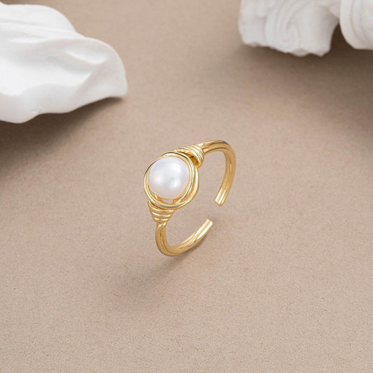 Elegant 925 Silver Baroque Freshwater Pearl Ring - Modern Stylish Design - Buy Center