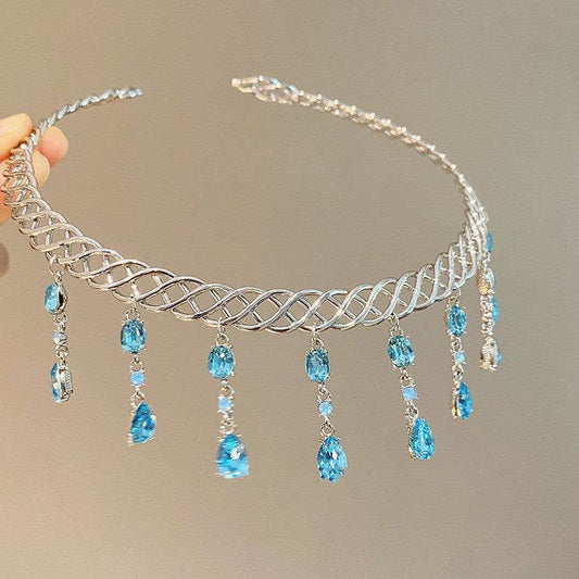 Blue Water Drop Zircon Collar - Elegant Women's Body Jewelry 2025 - Buy Center