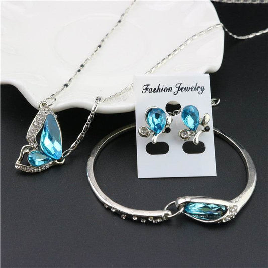 Elegant Three-Piece Necklace Set - Stylish Alloy Pendant & Earrings for Women - Buy Center