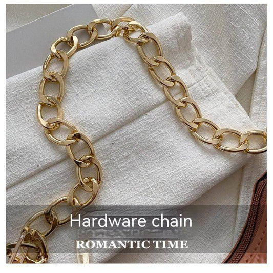 Buycenter Pleated Chain Baguette Shoulder Bag - Stylish PU Evening Accessory - Buy Center