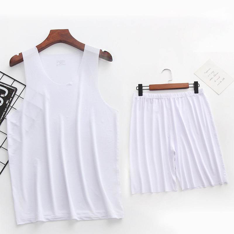 Ice Silk Men's Pajama Set – Stylish Summer Vest & Shorts for Comfort - Buy Center