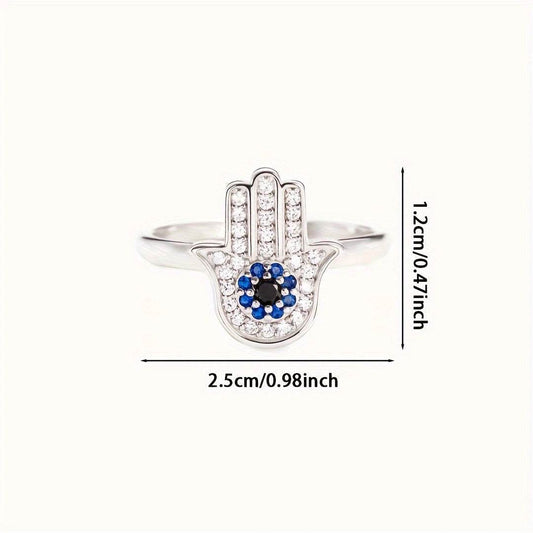 Buy Center Women's Adjustable Open Ring - Simple Blue Micro-Inlaid Design - Buy Center