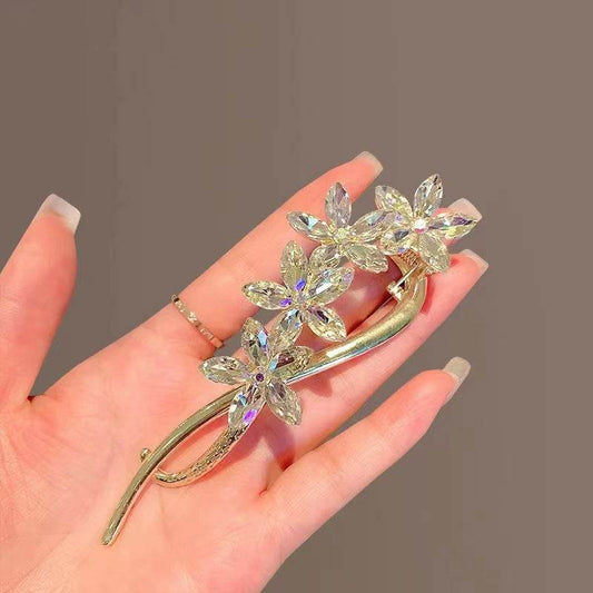 Elegant Crystal Flower Twister Clip - Stylish Hairpin for Upscale Looks - Buy Center