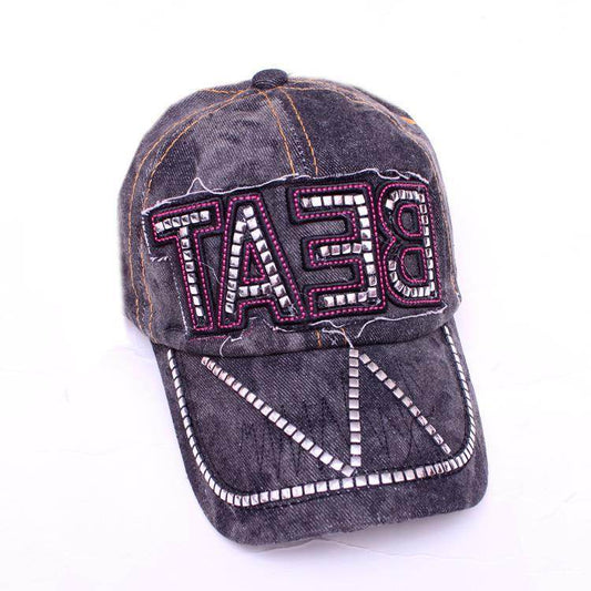 Women's Korean Style Denim Baseball Cap - Rhinestone Fashion Hat 2025 - Buy Center