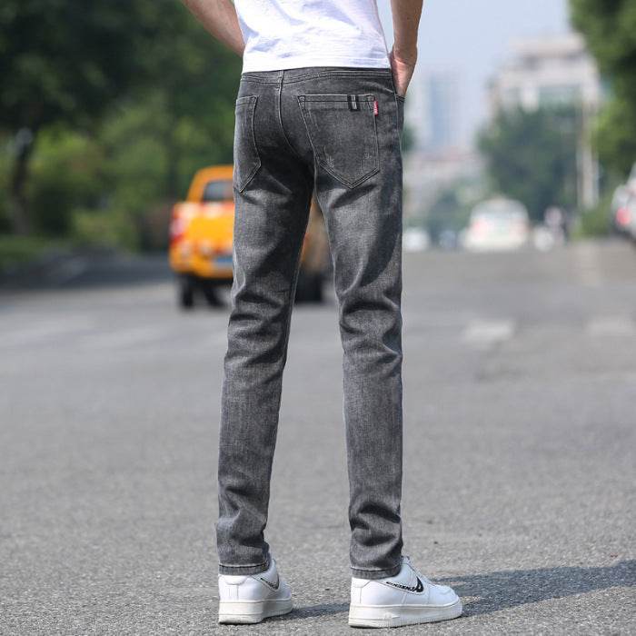 Men's Slim Straight Denim Trousers - Comfortable Stretch Fit for Spring/Summer - Buy Center