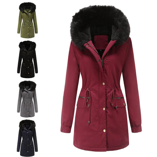 Women's Mid-Length Fur Collar Coat - Stylish Padded Jacket for Commuting - Buy Center