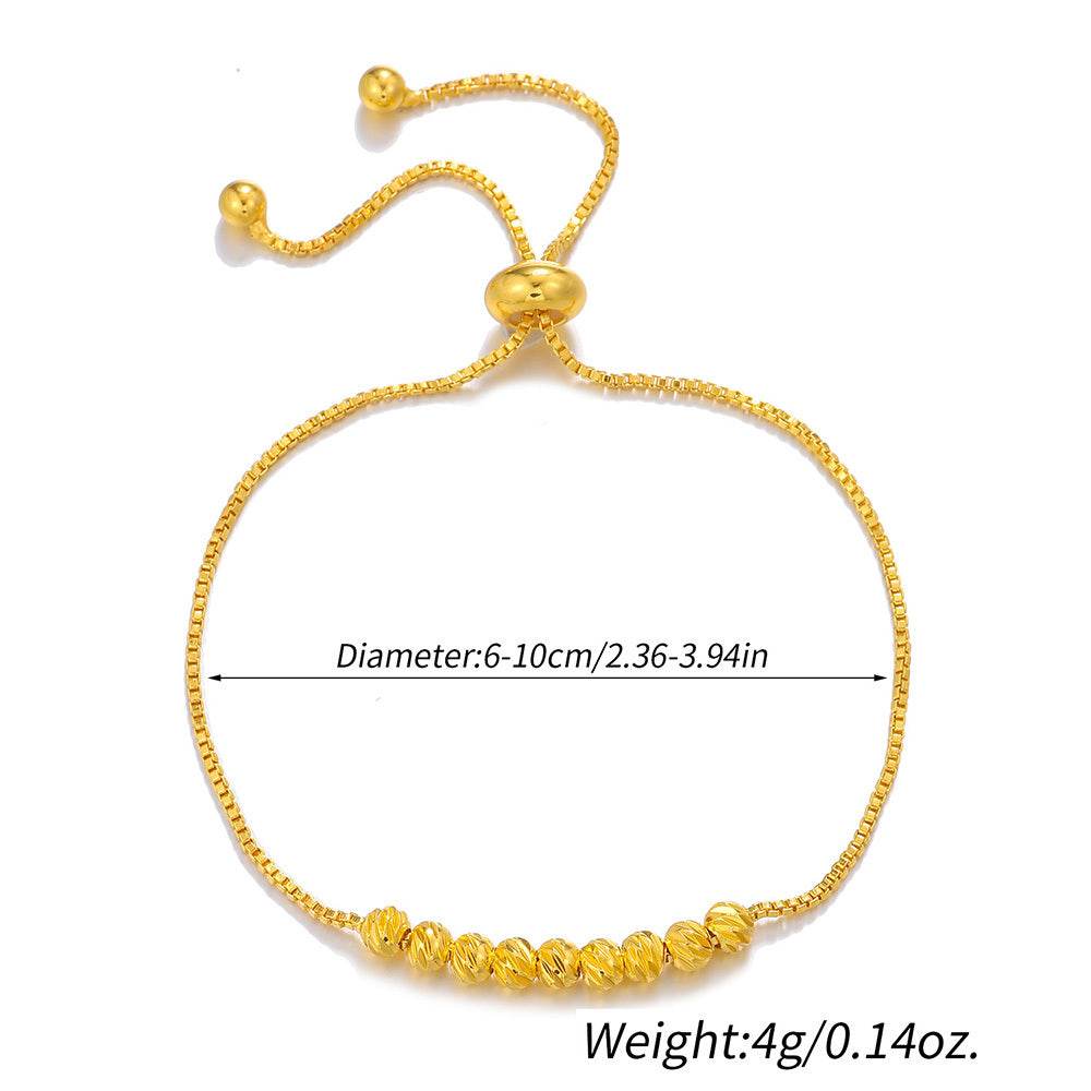 Buy Center Gold Pulling Rope Bracelet - Elegant Flower Bead Design - Buy Center