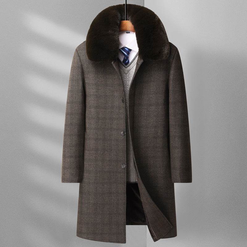 Stylish Men's Wool Overcoat - Elegant Plaid Design for Winter Wear - Buy Center