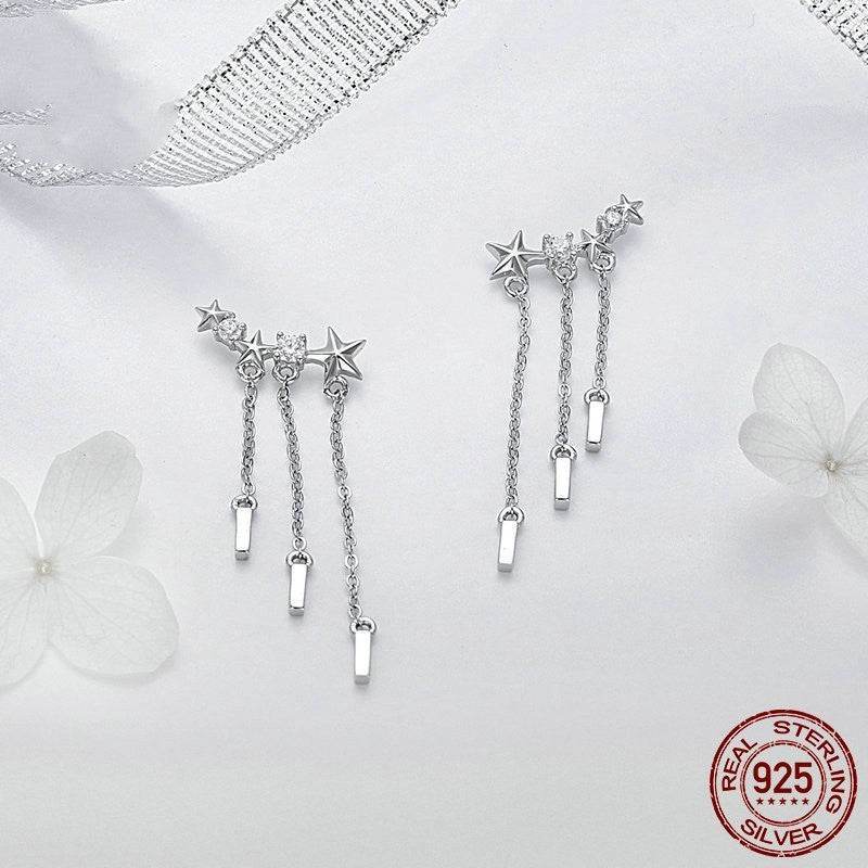 Buy Center Trendy Silver Inlaid Gemstone Earrings - European & American Style - Buy Center