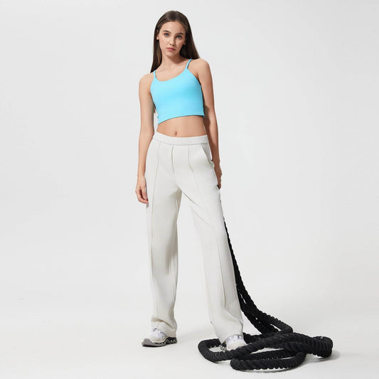 Buycenter Loose Drooping Slimming Straight Pants - Mid Waist, Soft Cotton Blend - Buy Center