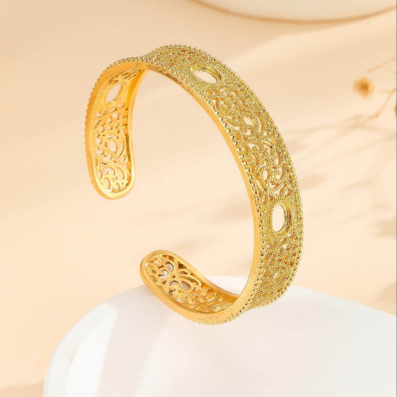 Buycenter Luxury Gold Bracelet - Hollow Lace Flower Design Jewelry - Buy Center