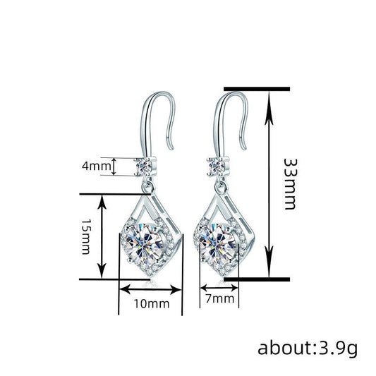 Buy Center Shiny Zircon Earrings - Fashionable Geometry in White Gold - Buy Center