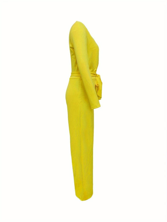 Yellow Women's Casual Jumpsuit - Lightweight, Long Sleeve & Stylish Fit - Buy Center