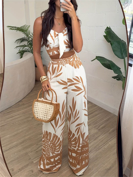 CHICME Drawstring Vest & Printed Pants Set - Casual Spring/Summer Look - Buy Center
