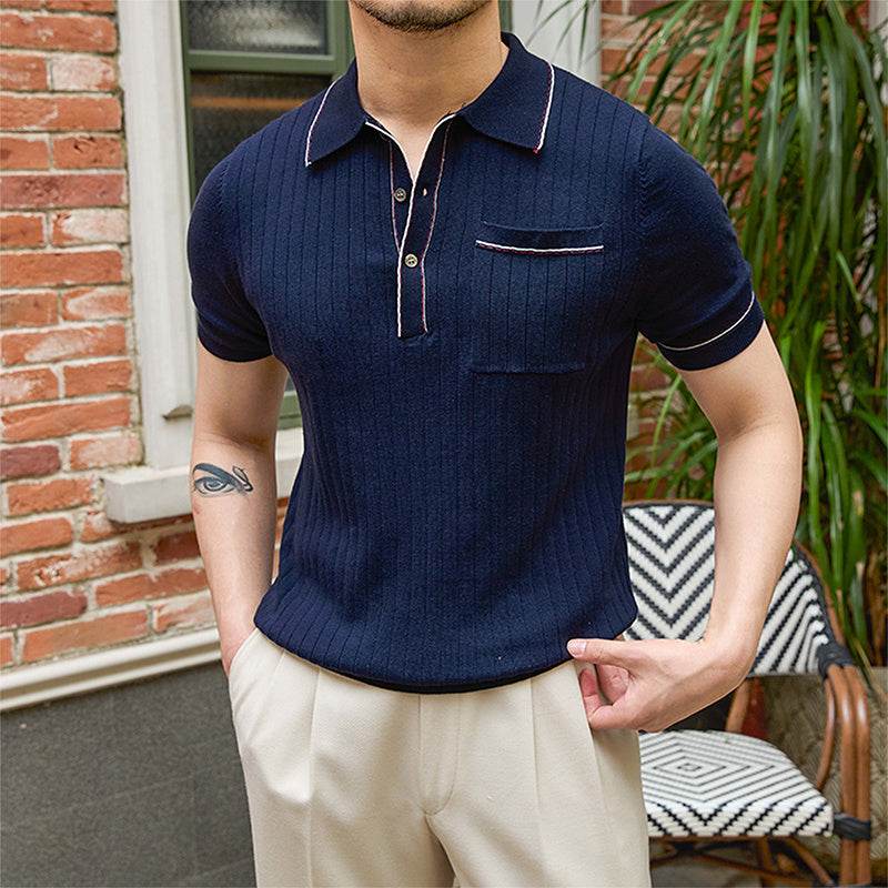 Buycenter Casual Short-Sleeved T-Shirt for Men - Navy Blue & White - Buy Center