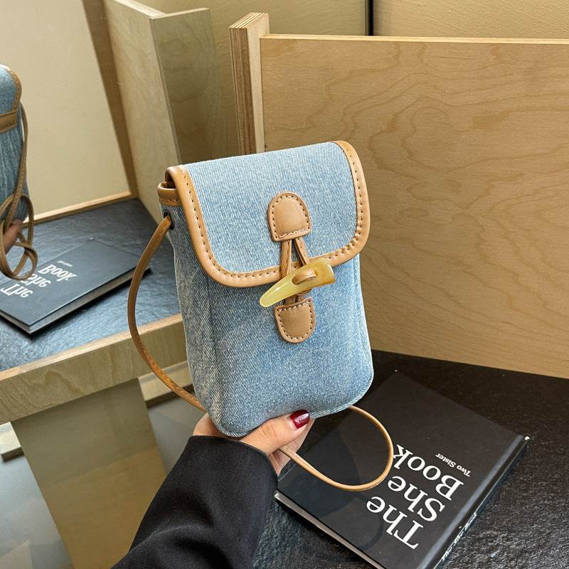 Buycenter Women's Vertical Denim Phone Bag - Stylish Shoulder Messenger Bag - Buy Center