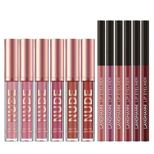 12 Pcs Matte Lipstick & Lip Liner Set - Waterproof Long Lasting Makeup - Buy Center