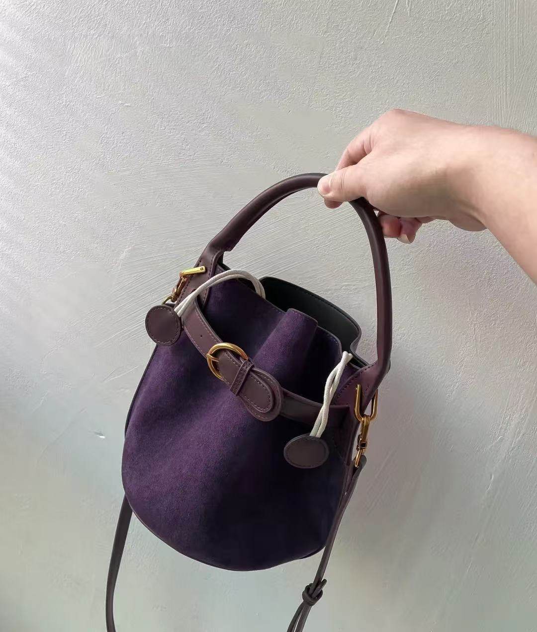 Buycenter Purple Velvet Bucket Bag - Stylish Women's Shoulder Messenger - Buy Center