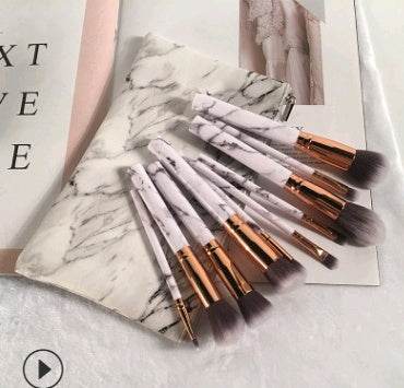 10 Marble Makeup Brush Set - Essential Premium Brushes for Flawless Looks - Buy Center