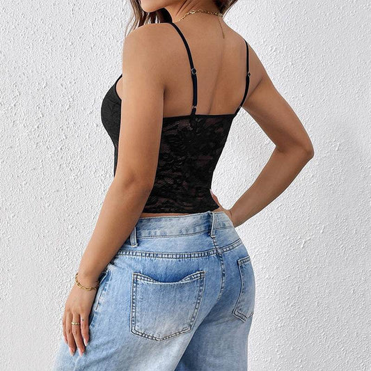 Buycenter Women's Sexy Black Lace Camisole - Slim Fit Vest Top - Buy Center
