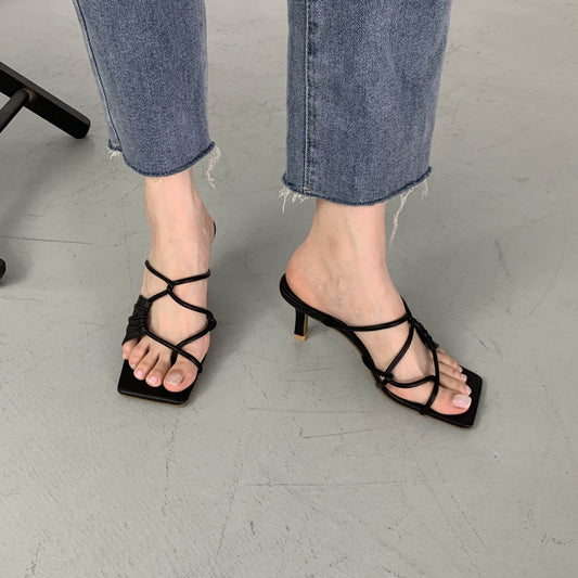 Women's Flip-Toe Stiletto Heel Sandals - Elegant Fashion with Comfort - Buy Center