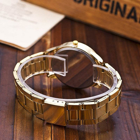 Geneva Alloy Quartz Watch for Men - Stylish Gold & White Design - Buy Center