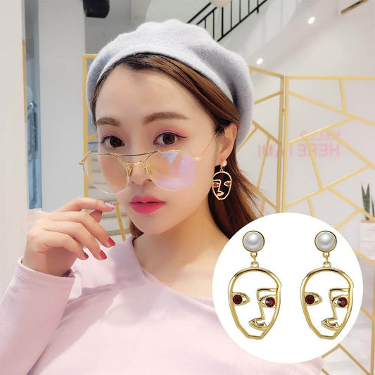 Elegant Korean Personality Pearl Design Earrings - Geometric Alloy Style - Buy Center