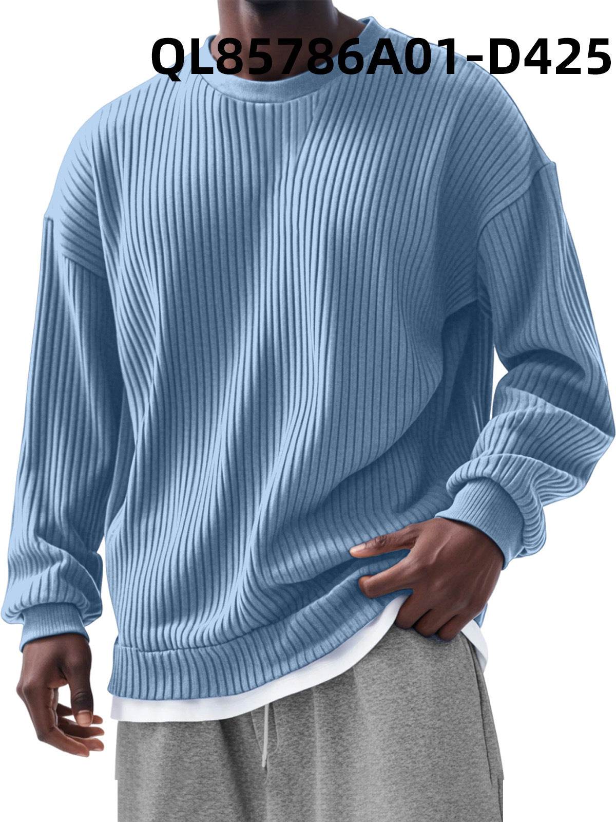 Buycenter Men's Trendy Long Sleeve Round Neck Top - Slim Fit Cardigan - Buy Center