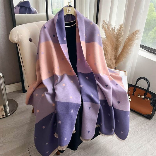 Women's Cashmere Scarf - Double-Sided Warm Love Print for Winter Style - Buy Center